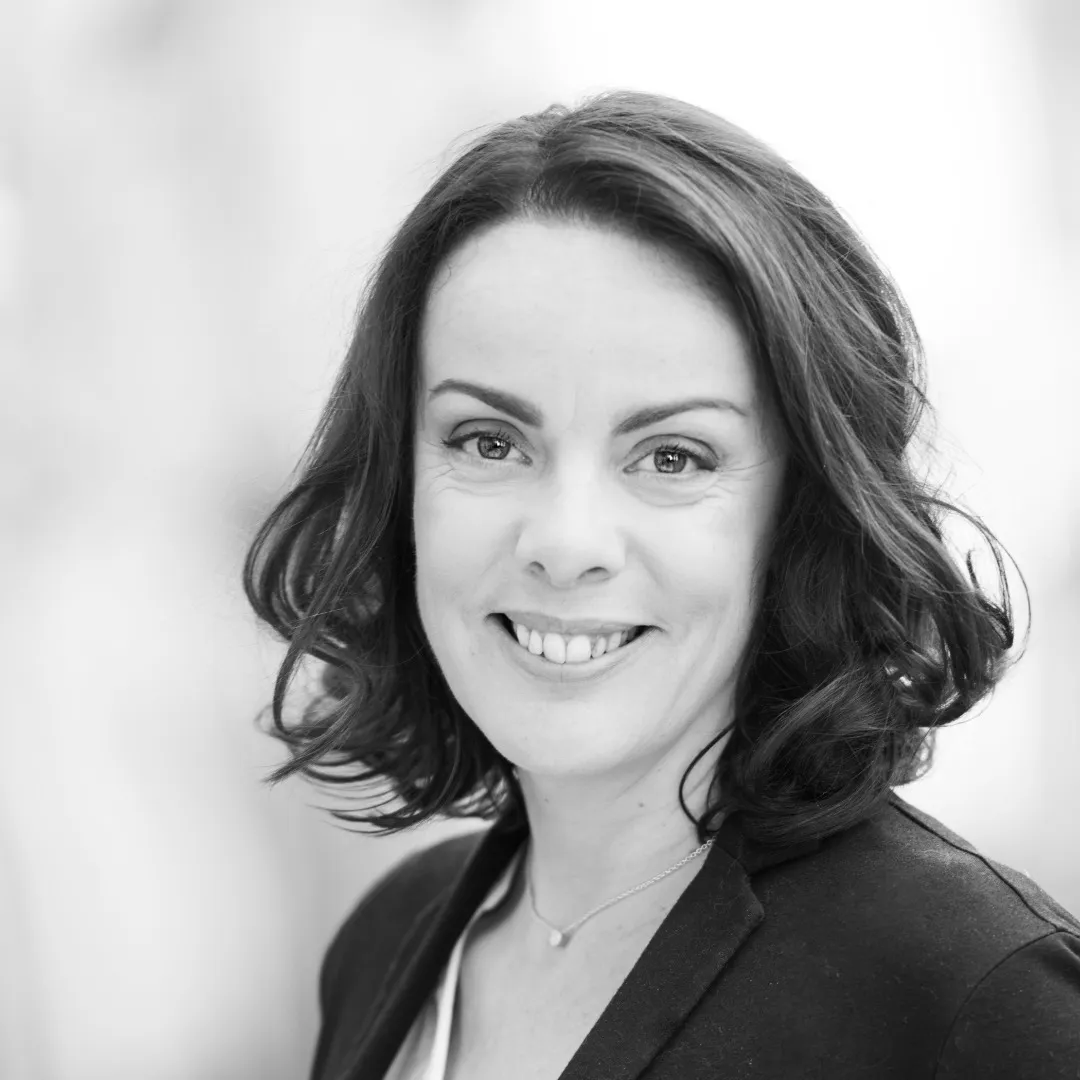 Black and white photograph picturing Caroline Guyot.